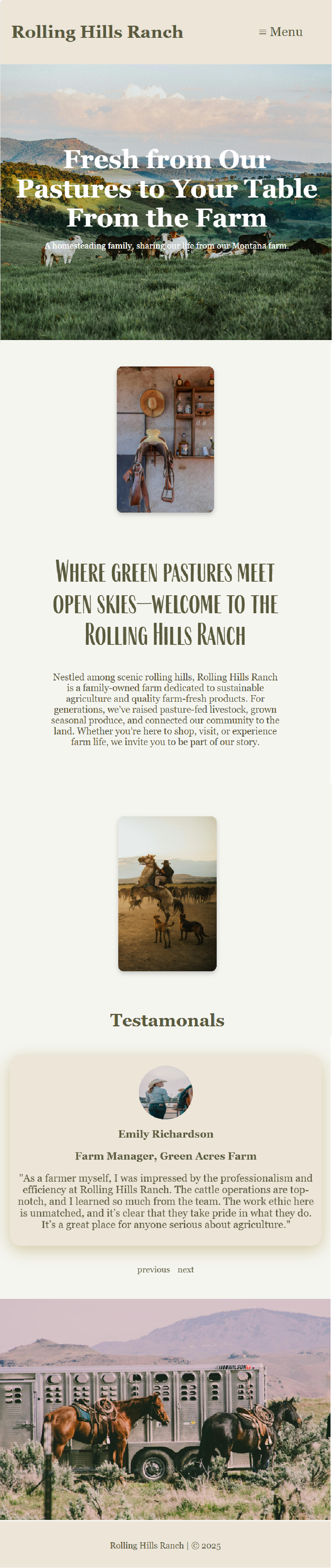 Rolling Hills Ranch site mobile design